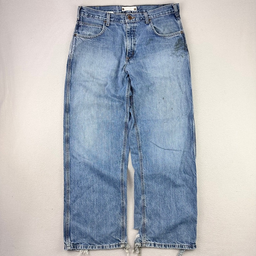 VTG Carhartt Jeans Mens 36x32 Blue Loose Fit Baggy Distressed Work Denim 189-LVN